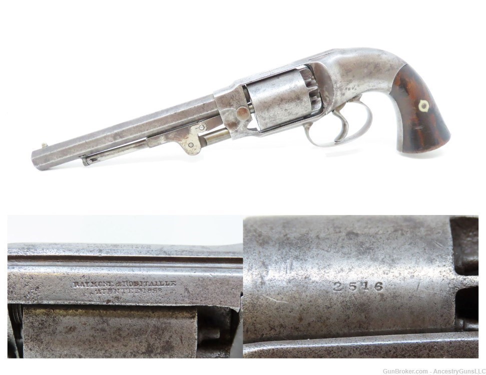 c1863 mfr. CIVIL WAR Antique C.S. Pettengill .44 Caliber CAVALRY Revolver  -img-0