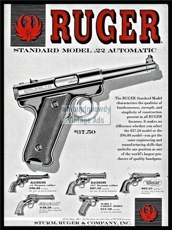 1959 RUGER Standard Model .22 Pistol PRINT AD-img-0