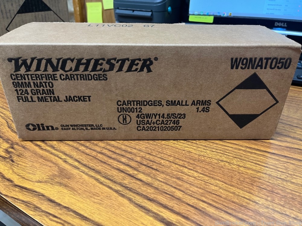 Winchester 9mm 124Gr FMJ 1000 Round Case #W9NATO50-img-1