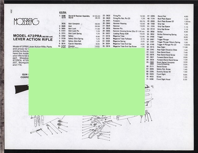 MOSSBERG 472PRA Lever Act Schematic Parts List AD-img-0