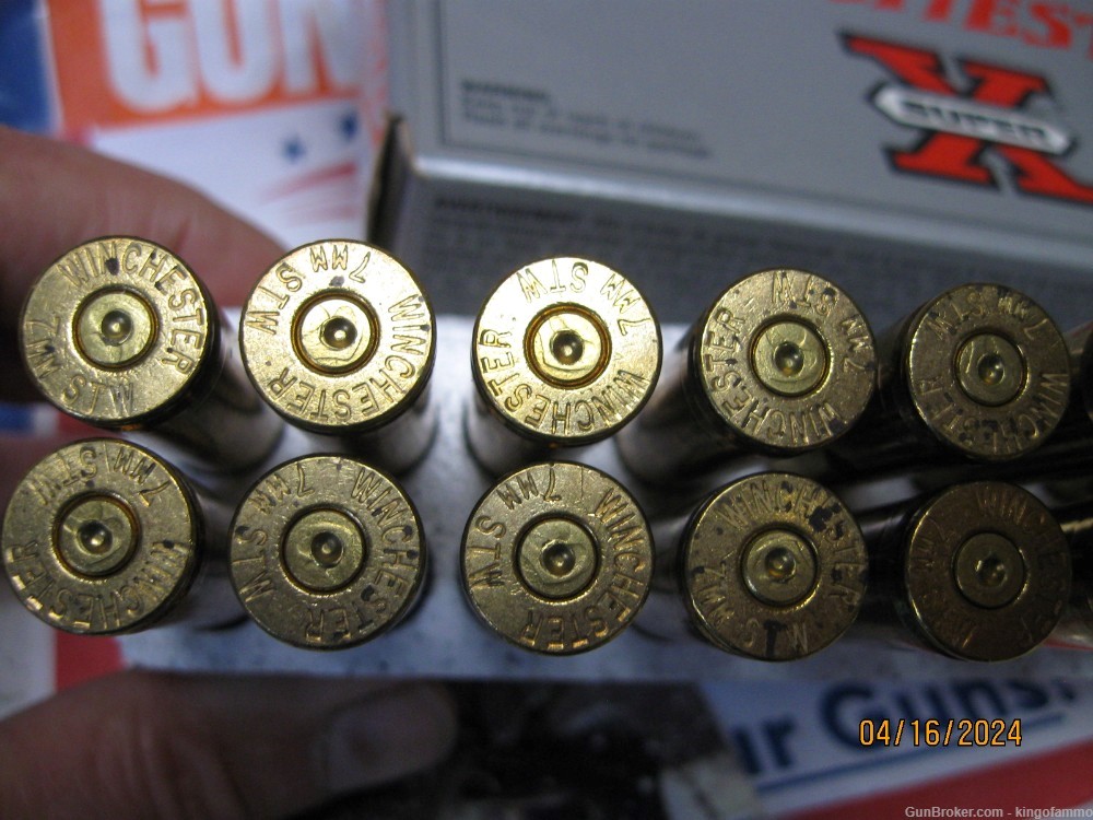 Scarce 7mm STW 7 ammo and 13 brass, Winchester Super-X Deer ammo; others-img-4