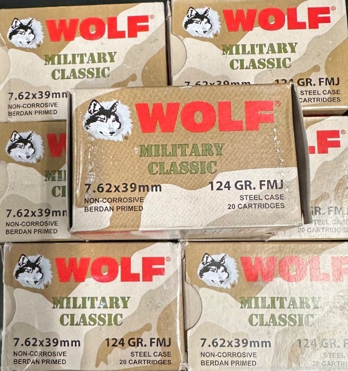 Wolf 7.62x39 124 Grain FMJ 160 Rounds -img-0