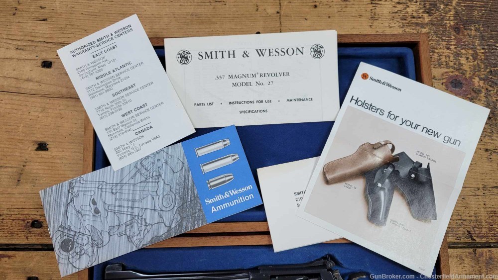 Smith & Wesson Model 27-2 .357 magnum pinned revolver Walnut Box-img-23