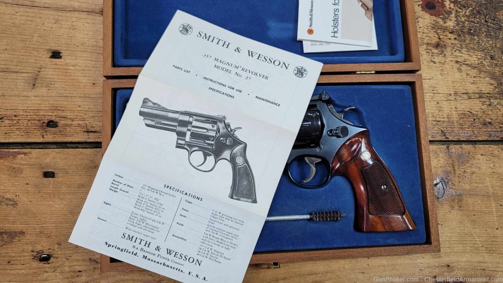 Smith & Wesson Model 27-2 .357 magnum pinned revolver Walnut Box-img-6