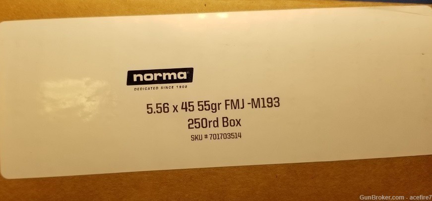 NEW - NORMA 5.56 NATO M193 55 GR 250 RD BOX LOOSE PACKAGING 701703514-img-1
