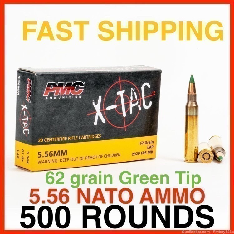 500 Rounds - PMC X-Tac 5.56x45mm NATO Ammo M855 62 Grain Green Tip FMJ-img-0