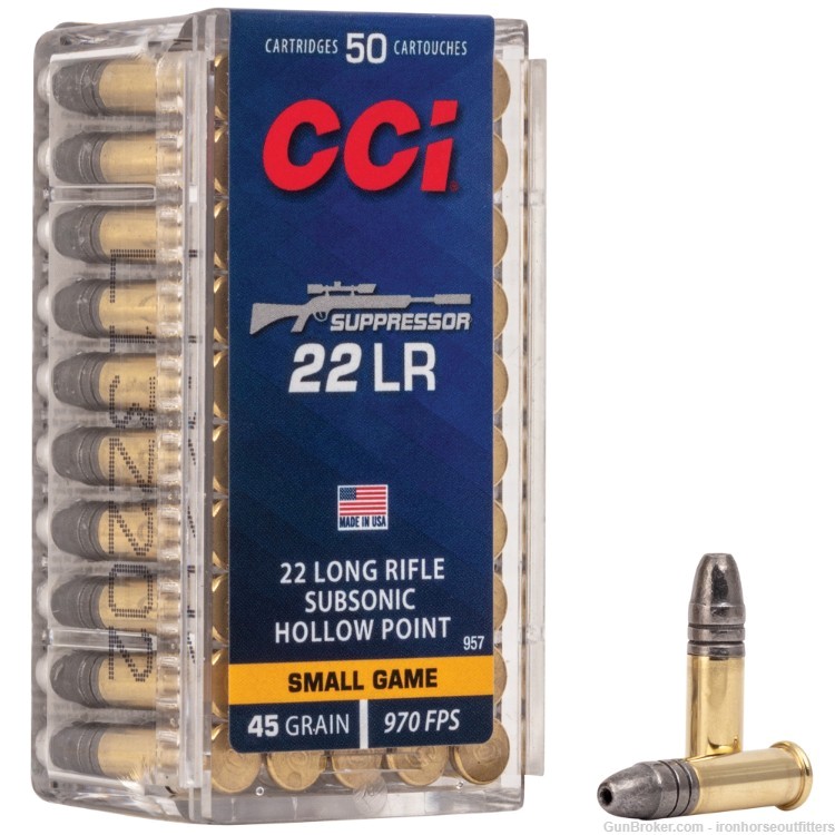 CCI Suppressor .22 LR 45 Grain Subsonic HP 1000 Rounds-img-0
