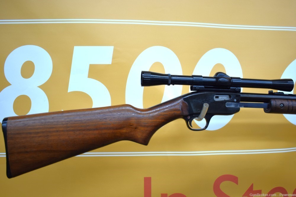 Savage 29B pump-action rifle in 22 S/L/LR w/vintage scope-img-1