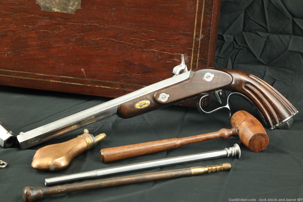 Engraved Spanish Dueling Pistol Pair W/ Accoutrements .44 Cal-img-4