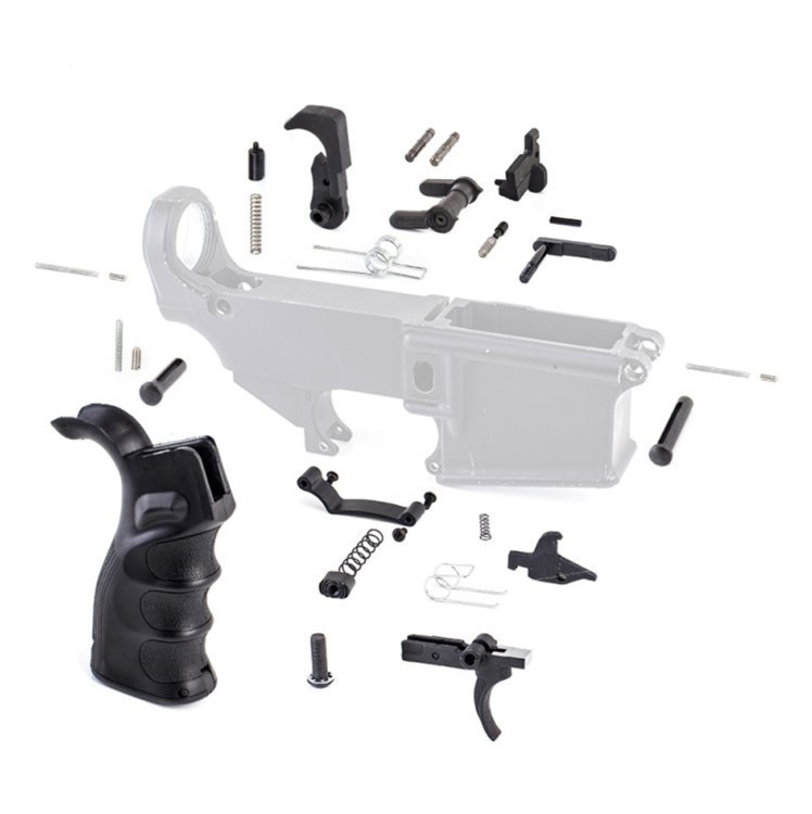 AR15 Lower Parts Kit w/ Upgraded Grip Extended Trigger Guard Fast Shipping-img-0