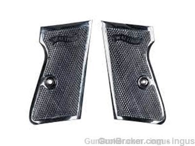 WALTHER PP PPKS FACTORY BLACK CHECKERED GRIPS WITH GRIP SCREW (NEW)-img-0