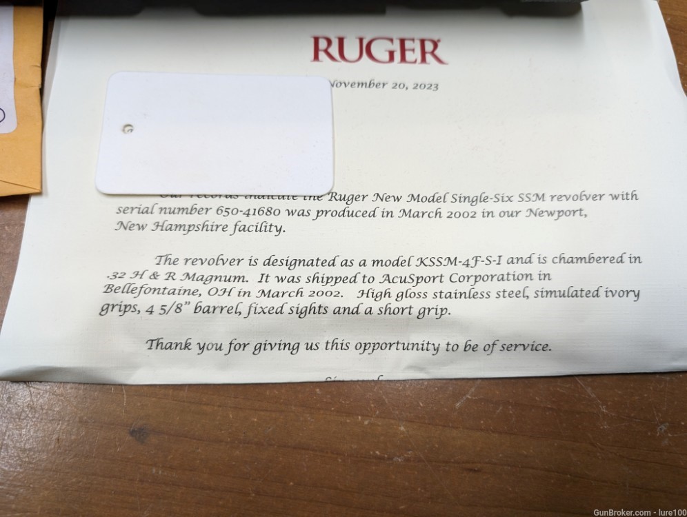 Ruger New Model Single Six 32 H&R Mag 4 5/8" w factory letter in Box Ivory-img-6