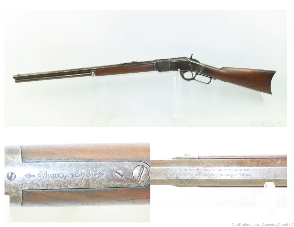 1887 mfr. Antique WINCHESTER M1873 .38-40 WCF Lever Action REPEATING RIFLE -img-0
