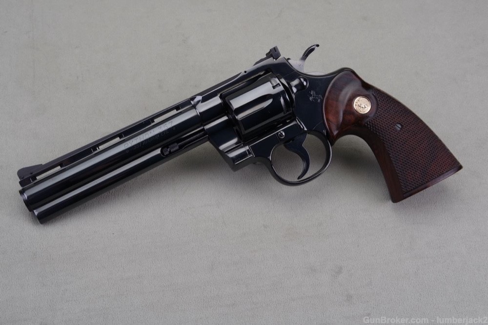 1967 Colt Python 357 Magnum 6'' Royal Blue with Original Box 99%-img-9