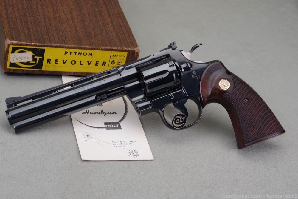 1967 Colt Python 357 Magnum 6'' Royal Blue with Original Box 99%-img-8