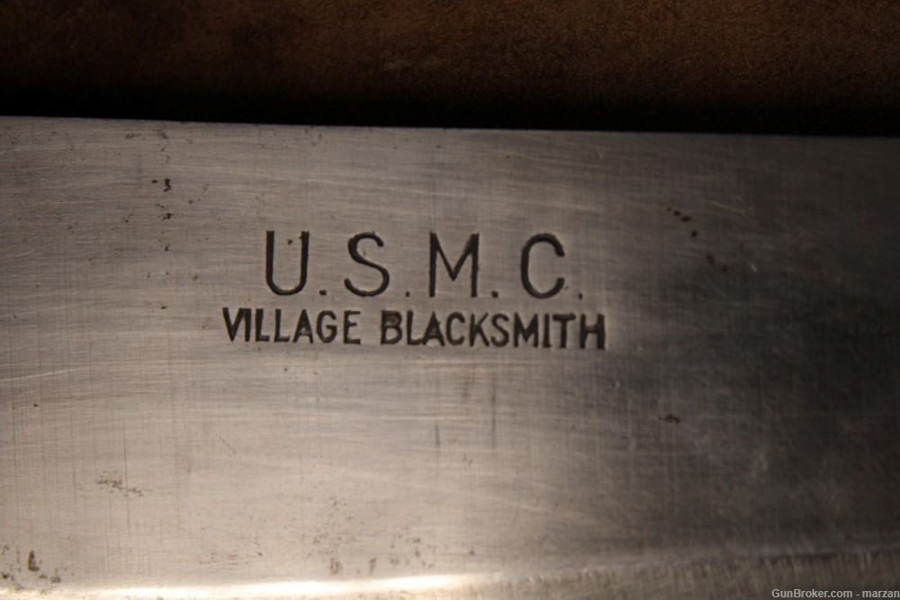WWII Marine Corp. USMC Village Blacksmith Bolo Knife scabbard Boyt 1945 -img-8