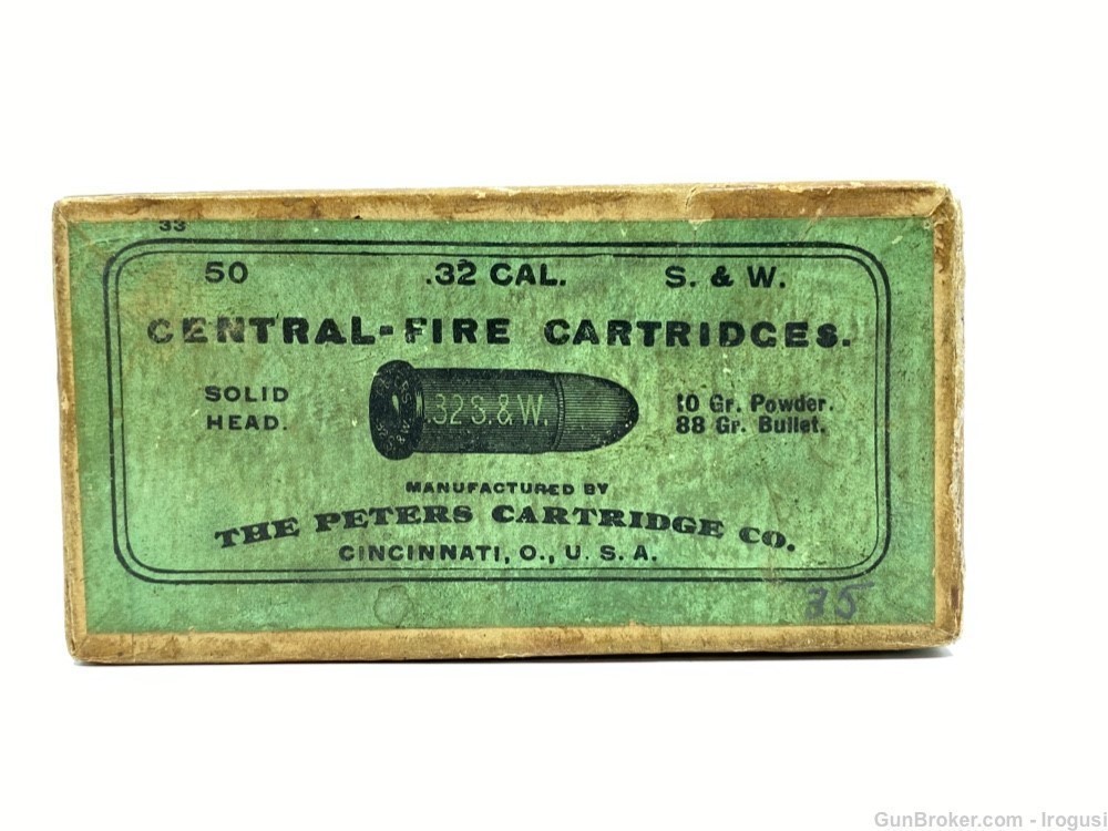 Peters Cartridge Co .32 S&W Short Vintage Half Split Box + 35 Rounds-img-1