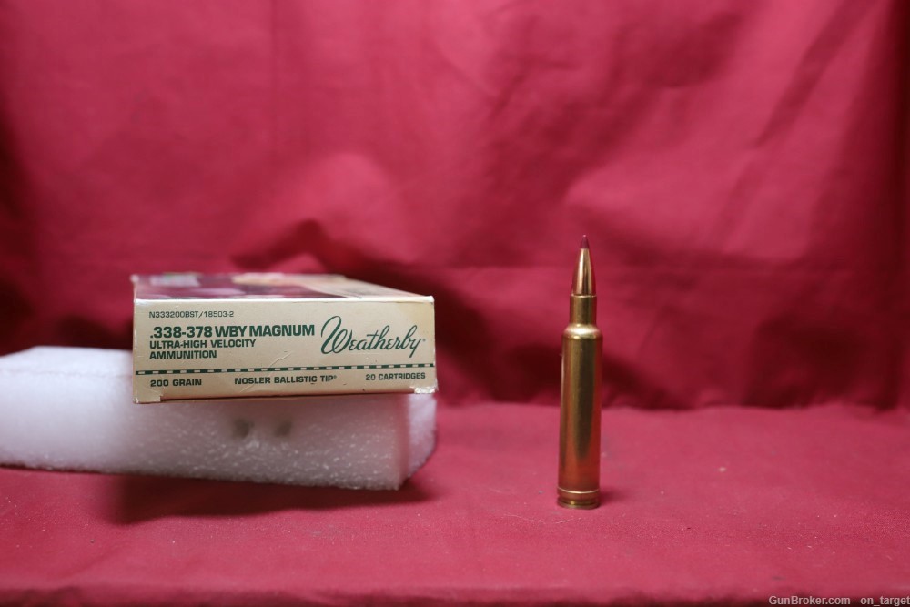 Weatherby .338-378 WBY Mag 200 Gr. Nosler Ballistic Tip Factory Ammo 20 CT-img-0