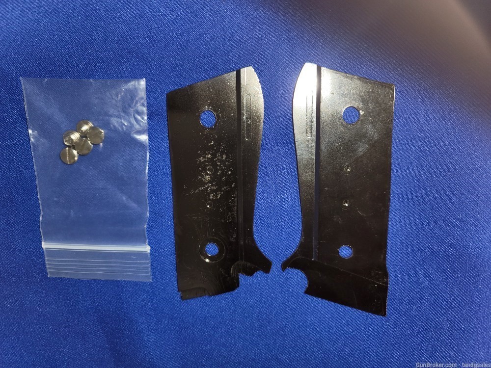 1 Set of Custom Black & NickelPlated Grips for Taurus PT92, 99, 100, or 101-img-1