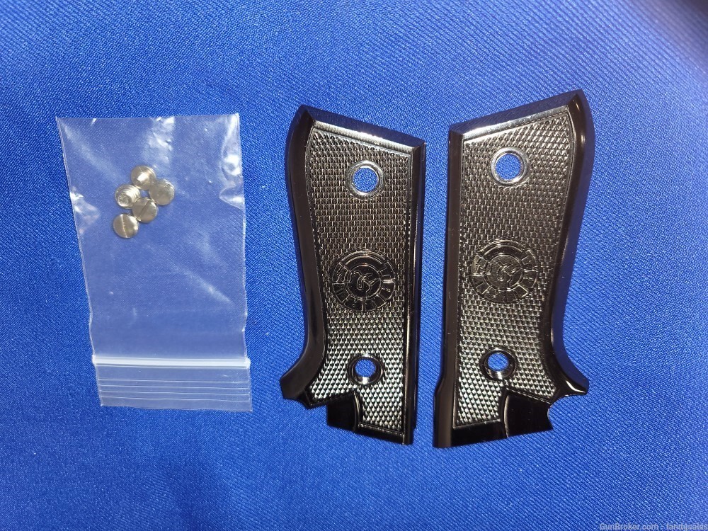 1 Set of Custom Black & NickelPlated Grips for Taurus PT92, 99, 100, or 101-img-0