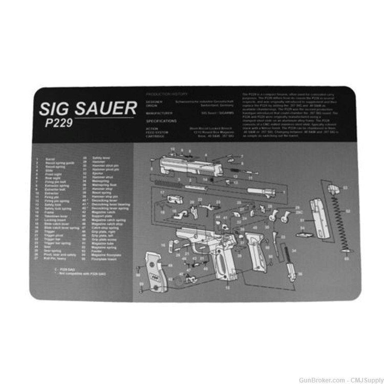 Cleaning Mat for Sig Sauer P229 11x17 JE Machine Tech-img-0