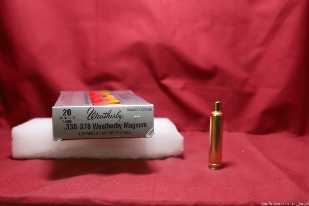Weatherby .338-378 WBY mag Authentic Brass Casings 20 Count-img-0