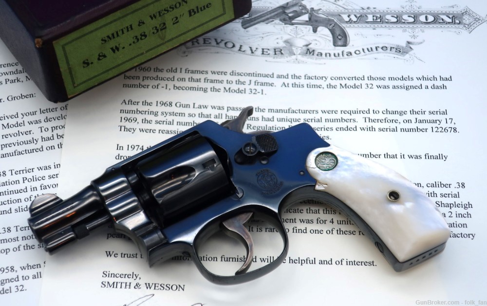 Smith & Wesson 38 Terrier Pre-War w/Box, Letter, Factory Pearls 1936 Rare!-img-1
