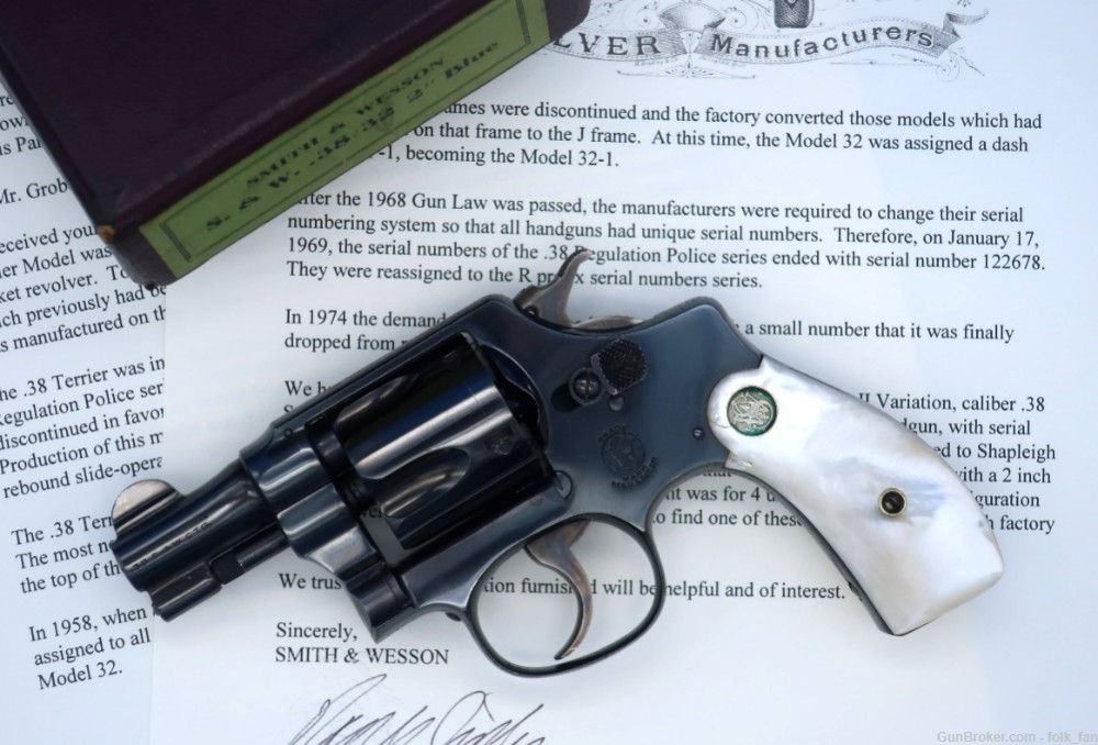 Smith & Wesson 38 Terrier Pre-War w/Box, Letter, Factory Pearls 1936 Rare!-img-0