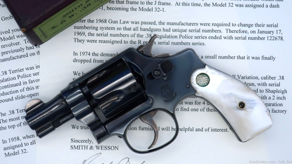 Smith & Wesson 38 Terrier Pre-War w/Box, Letter, Factory Pearls 1936 Rare!-img-23