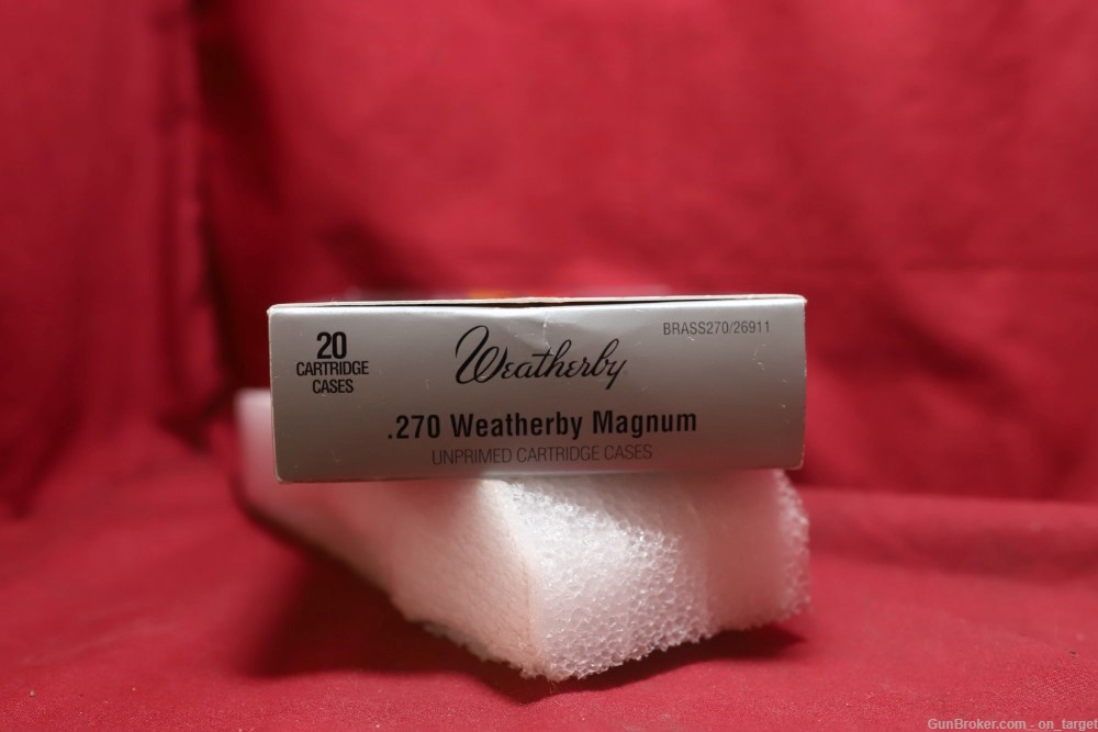Weatherby .270 Weatherby Magnum Authentic Unprimed Brass Casings 20 Count-img-1