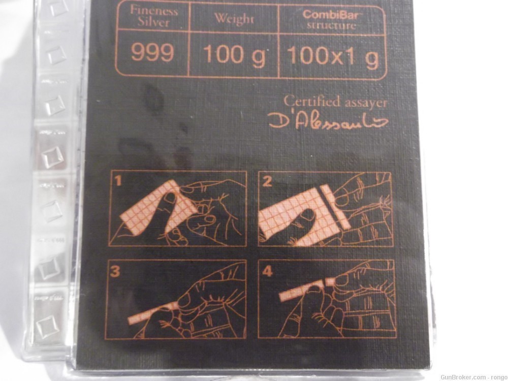 100 x 1 gram  SILVER BAR  Valcambi Silver CombiBar-img-3