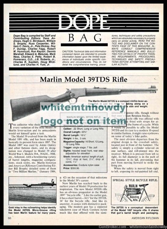 1988 MARLIN 39 TDS Rifle 2 and 1/3 page Evaluati0on Article-img-0