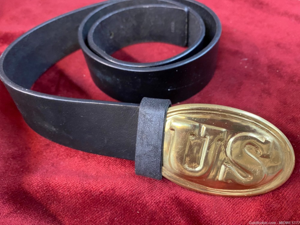 US Leather Belt Solid Brass Buckle 30"-img-1