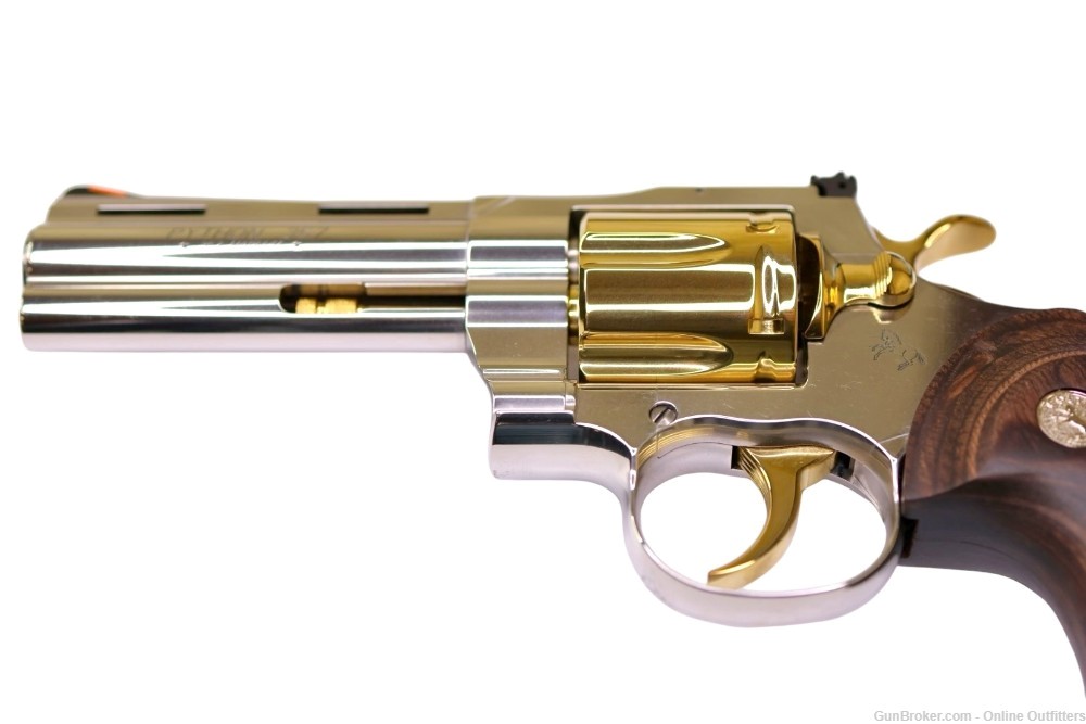 Custom Colt Python Gold PVD Finish 357 Mag 4" 6RD Stainless SA/DA Wood Grip-img-3