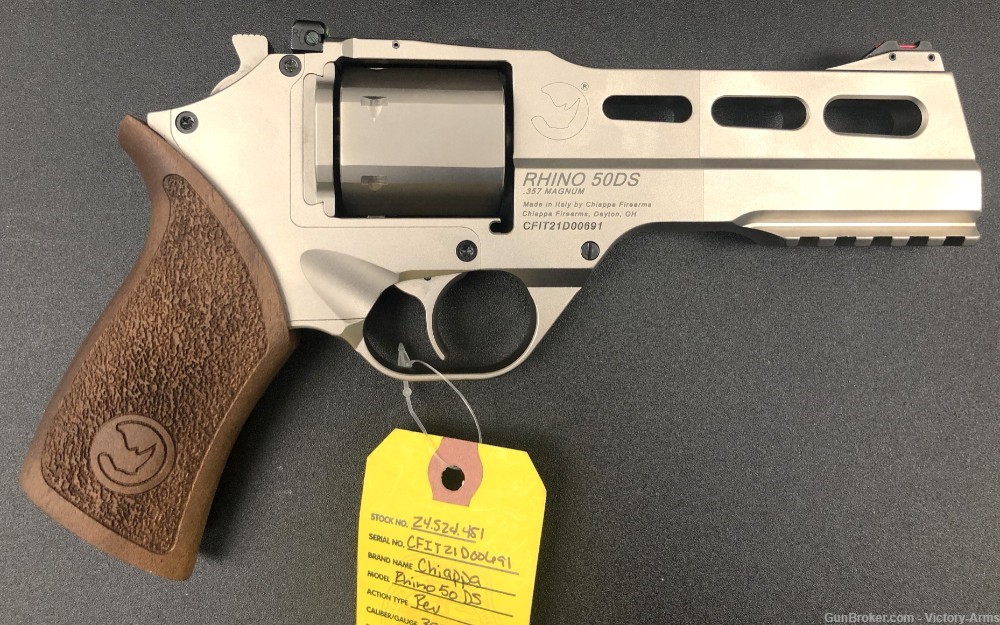 Chiappa Rhino 50DS .357 Magnum 5" Revolver W/ Case Stainless DA / SA-img-0