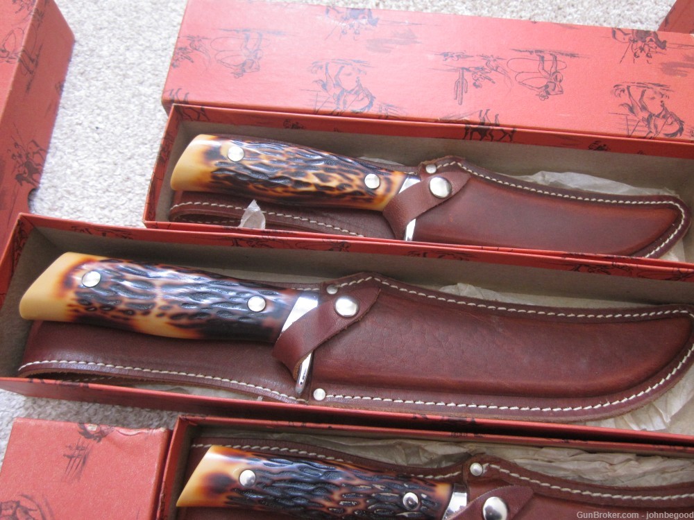 Vintage Camillus 4 Knife SET Hunting LK Ne in Boxes #1011 #1012 #1013 #1014-img-3