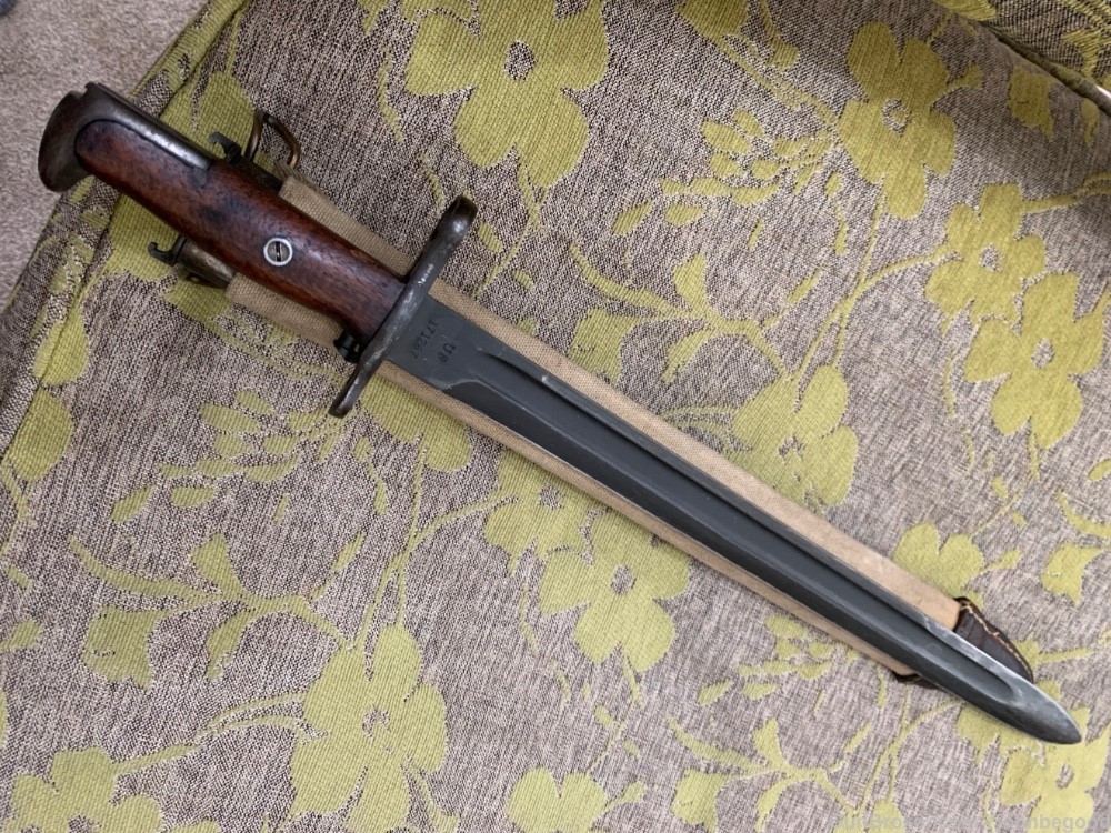 Rock Island ARMORY MODEL 1905 BAYONET WITH CANVAS SCABBARD DATED 1910 RIA-img-2