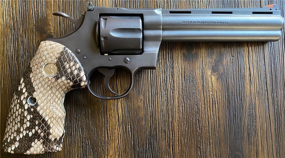 Python Skin Grips for Colt Python .357 Revolver w/Medallions GRIPS ONLY-img-0