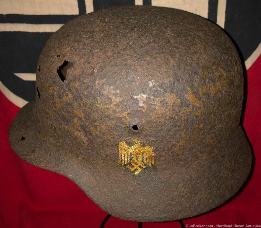 Original WW2 German Ground Dug Heer Army Decal Uniform Helmet militaria -img-0