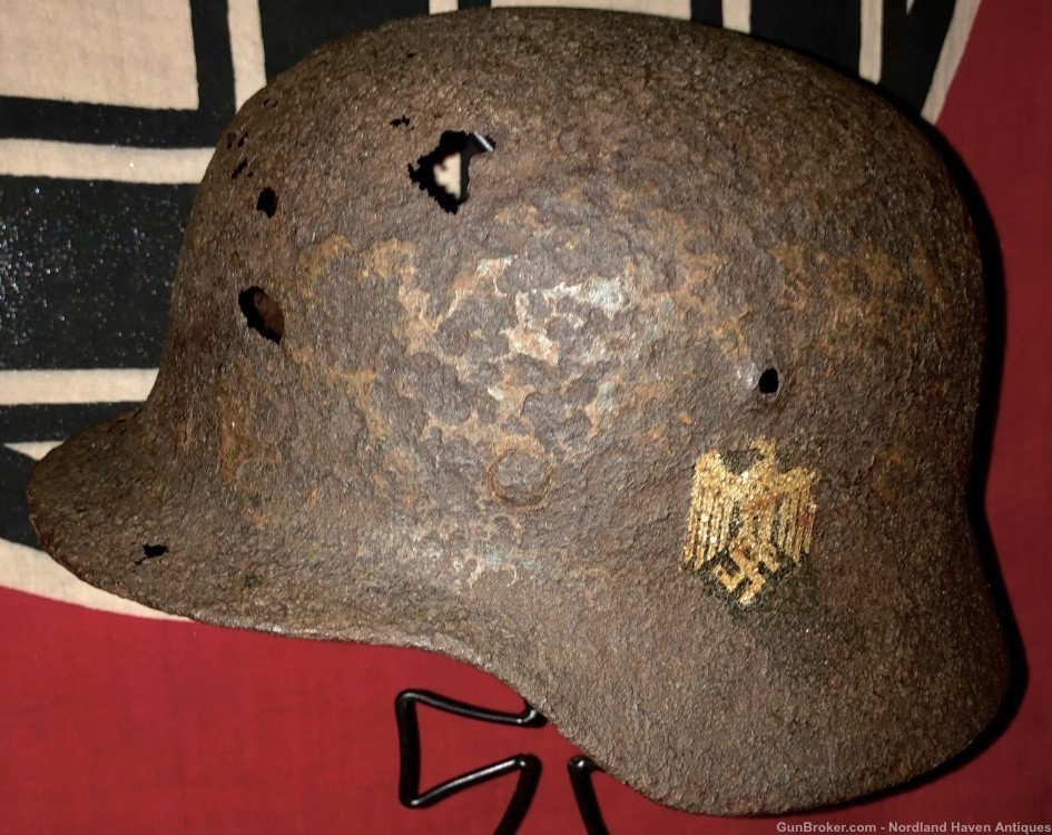 Original WW2 German Ground Dug Heer Army Decal Uniform Helmet militaria -img-3