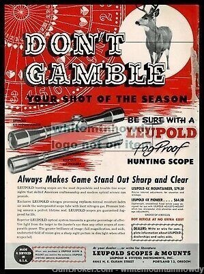 1955 LEUPOLD Fog-Proof Hunting Rifle Scope Vintage PRINT AD Gun Advertising-img-0