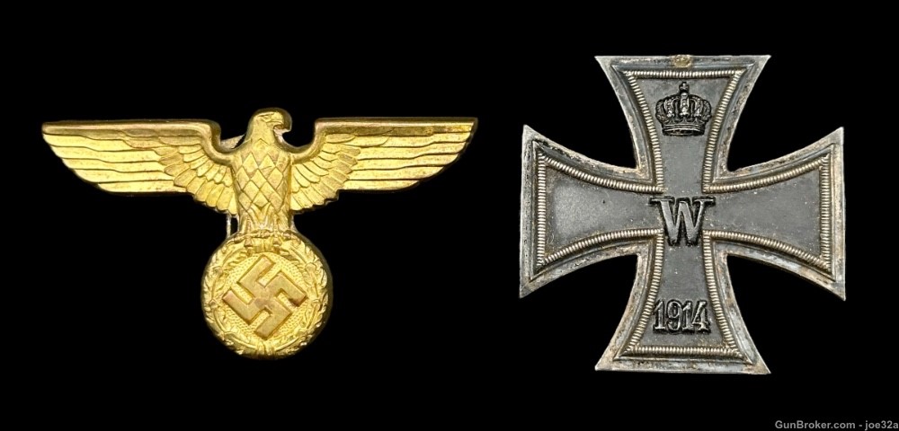 WW2 German SA NSDAP Visor Eagle WW1 Iron Cross EK2 medal badge WWII uniform-img-0