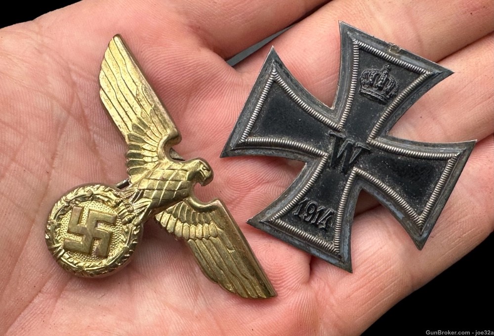 WW2 German SA NSDAP Visor Eagle WW1 Iron Cross EK2 medal badge WWII uniform-img-9