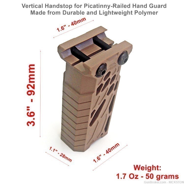 Vertical Front Grip Tactical Hand Stop AR15 Polymer for Picatinny -Tan-img-4
