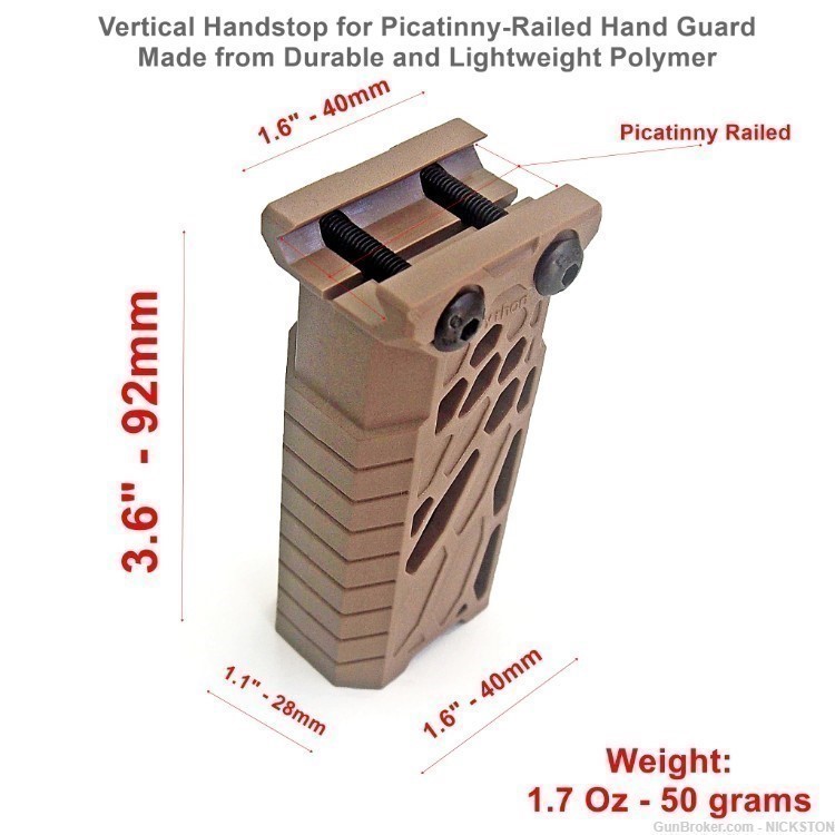 Vertical Front Grip Tactical Hand Stop AR15 Polymer for Picatinny -Tan-img-0