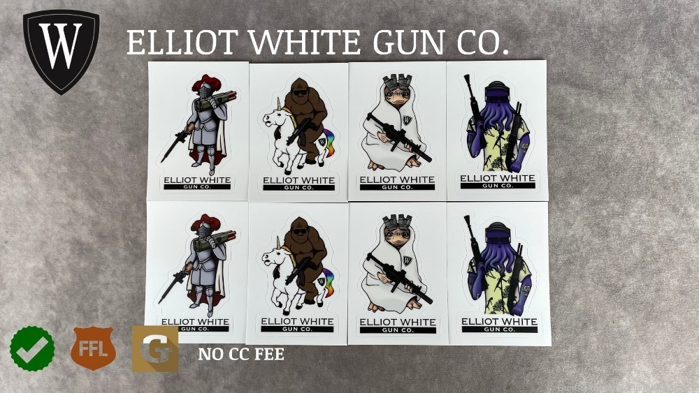 Elliot White Gun Co Sticker Pack! 8 Stickers in each pack!-img-0