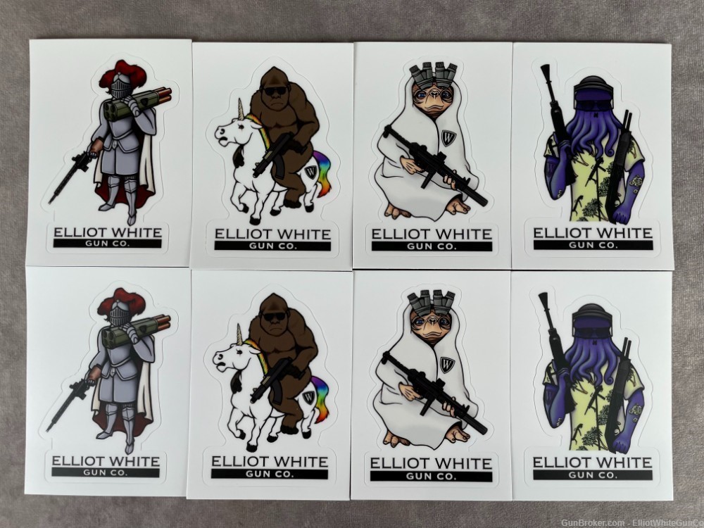 Elliot White Gun Co Sticker Pack! 8 Stickers in each pack!-img-2