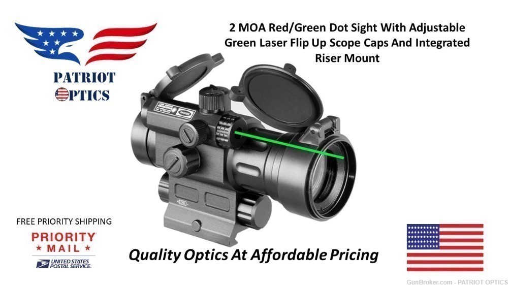 PATRIOT OPTICS Double Tap Red Dot Sight With Green Laser Combo 2 MOA Dot-img-0