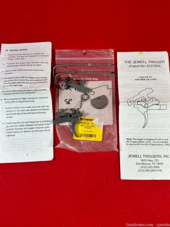 Jewell Trigger Assembly AR-15 Small Pin Two Stage Fully Adjustable RARE-img-0
