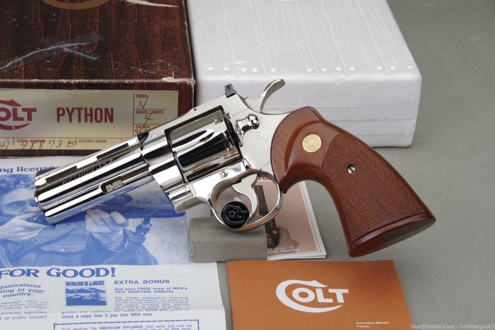 Exceptional 1977 Colt Python 357 Magnum 4'' Nickel NIB-img-0